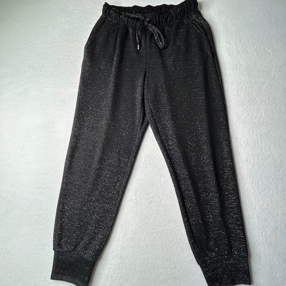 INC International Concepts Women's Black Sequined Glitter Jogger Pants Running - Picture 1 of 12
